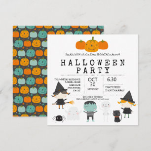 Invitation à une fête d'Halloween moderne, mignonn