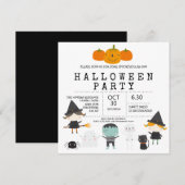 Invitation à une fête d'Halloween moderne, mignonn (Devant / Derrière)