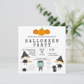 Invitation à une fête d'Halloween moderne, mignonn (Debout devant)