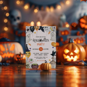 Invitation à une fête d'Halloween orange et noir