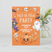 Invitation à une fête d'Halloween Orange Mignonne (Debout devant)