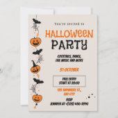 Invitation à une fête d'Halloween Orange Noir Enjo (Devant)