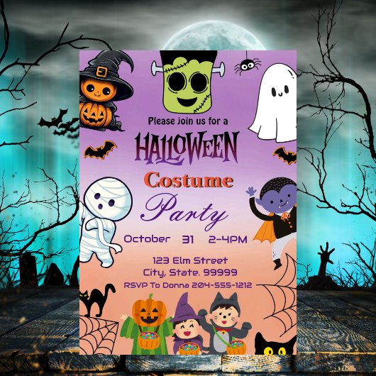  Invitation à une fête d'Halloween pour enfants 