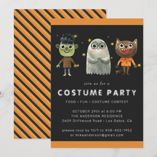 Invitation à une fête d'Halloween pour enfants (Devant / Derrière)