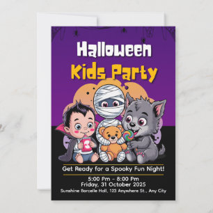 Invitation à une fête d'Halloween pour enfants eff