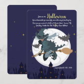 Invitation à une fête d'Halloween : Sorcière sur u (Devant / Derrière)