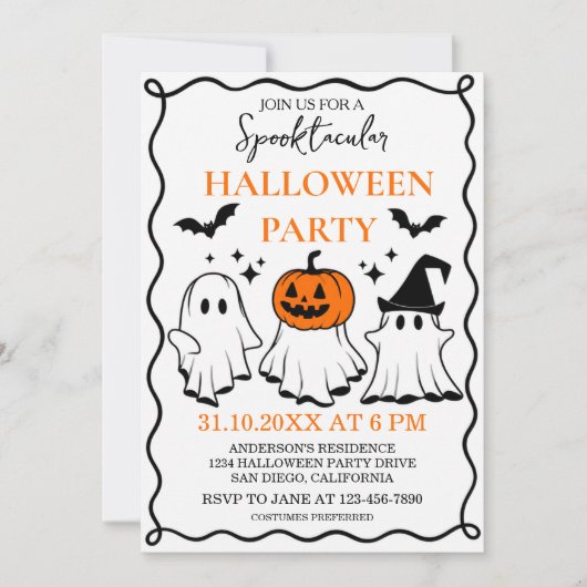 Invitation à une fête d'Halloween spectaculaire (Devant)