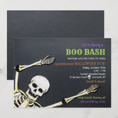 Invitation à une fête d'Halloween squelette (Devant / Derrière)