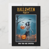 Invitation à une fête d'Halloween squelette avec c (Devant)