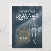 Invitation à une fête d'Halloween squelette et pie (Devant)