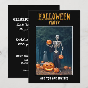 Invitation à une fête d'Halloween Squelette parmi