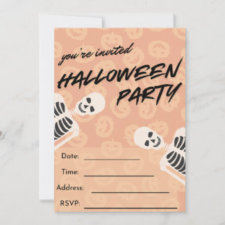Invitation à une fête d'Halloween - squelettes eff