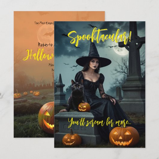 Invitation à une fête d'Halloween v4 (Devant / Derrière)