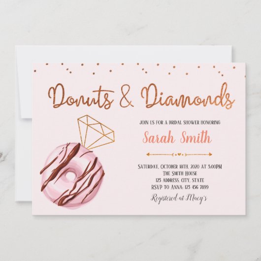 Invitation à une fête donut et diamant (Devant)