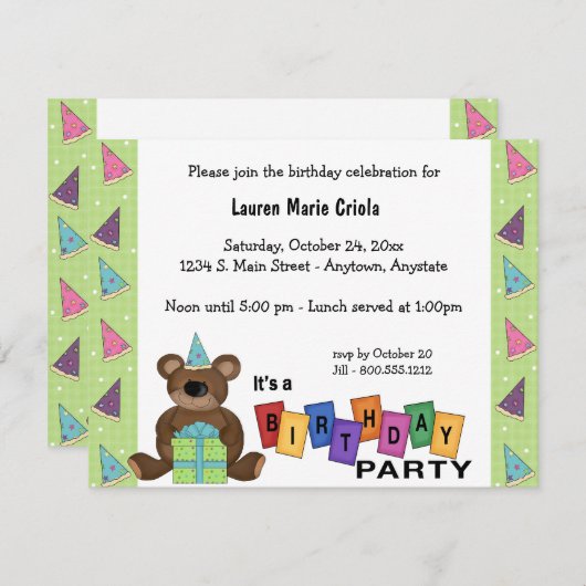 Invitation à une fête d'ours (Devant / Derrière)
