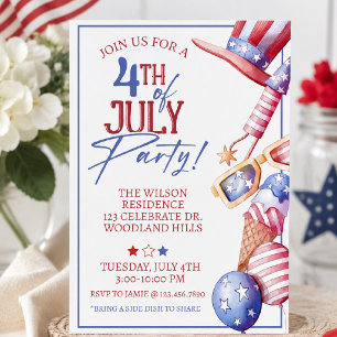 Invitation à une fête du 14 juillet Été patrioti