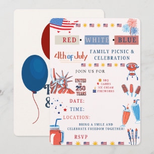 Invitation à une fête du 14 juillet – Feux d'artif