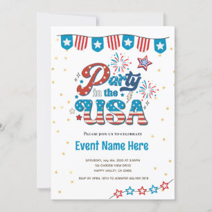 Invitation à une fête du 4 juillet aux États-Unis