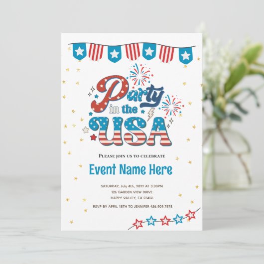 Invitation à une fête du 4 juillet aux États-Unis (Debout devant)