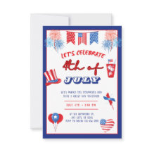 Invitation à une fête du 4 juillet Feux d'artifice