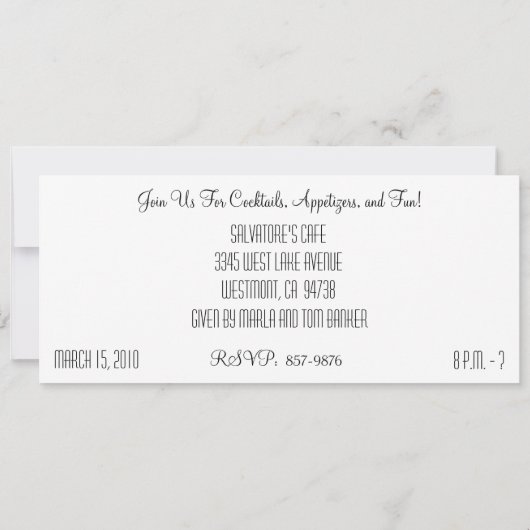 Invitation à une fête du 80e anniversaire (Dos)