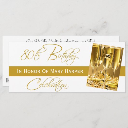 Invitation à une fête du 80e anniversaire (Devant / Derrière)