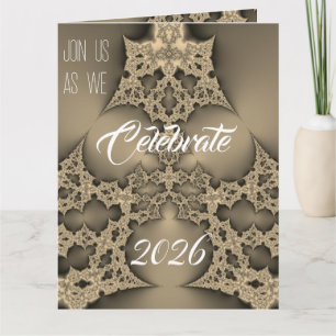 Invitation à une fête du Nouvel An - fractale doré