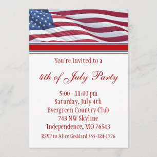 Invitation à une fête du quatre juillet ou de camp