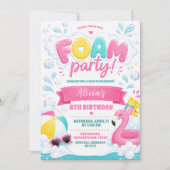 Invitation à une fête en mousse rose pour fille (Devant)