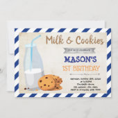 Invitation à une fête garçon lait ET biscuits (Devant)