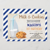 Invitation à une fête garçon lait ET biscuits (Devant / Derrière)