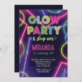 Invitation à une fête Glow Party, fête en lumières (Devant / Derrière)