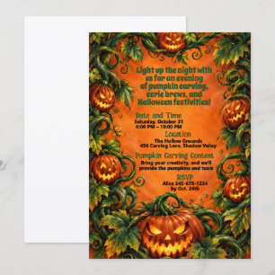 Invitation à une fête Halloween avec citrouille Ja