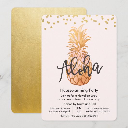 Invitation à une fête hawaïenne de pendaison de cr (Devant / Derrière)