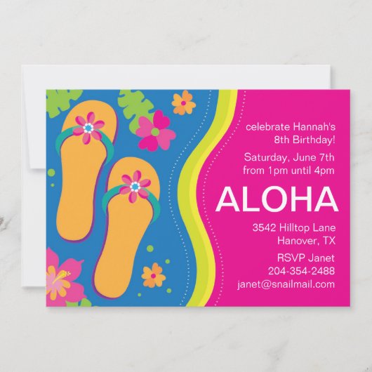 Invitation à une fête hawaïenne Luau (Devant)