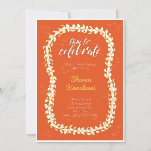 Invitation à une fête hawaïenne rouge (Devant)