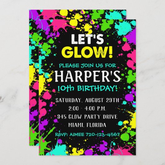 Invitation à une fête | Invitation de fête d'anniv (Devant / Derrière)