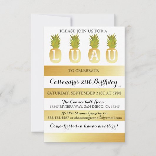 Invitation à une fête Luau pour un anniversaire, u (Devant)