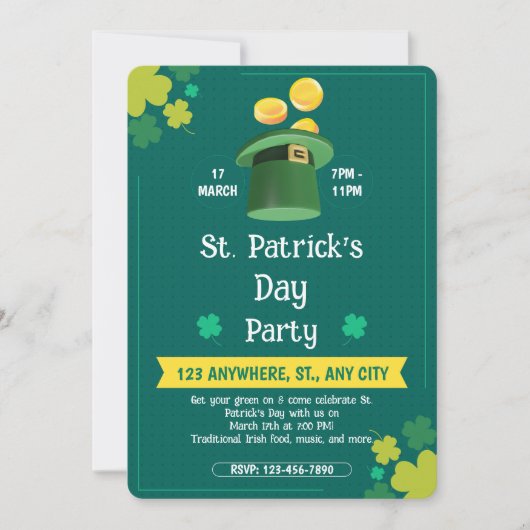 Invitation à une fête moderne de la Saint-Patrick (Devant)