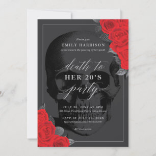 Invitation à une fête 'Mort à vos 20 ans' avec des