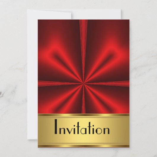 Invitation à une fête or et rouge (Devant)