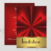 Invitation à une fête or et rouge (Devant / Derrière)