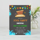Invitation à une fête piscine pizza (Debout devant)