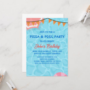 Invitation à une fête pizza au bord de la piscine