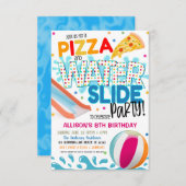 Invitation à une fête pizza et toboggan aquatique (Devant / Derrière)
