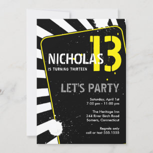 Invitation à une fête pour adolescent Jaune