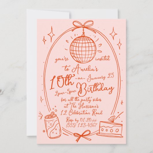 Invitation à une fête pour une fille de 10 ans - D (Devant)