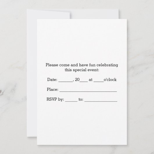 Invitation à une fête pré-K (Dos)