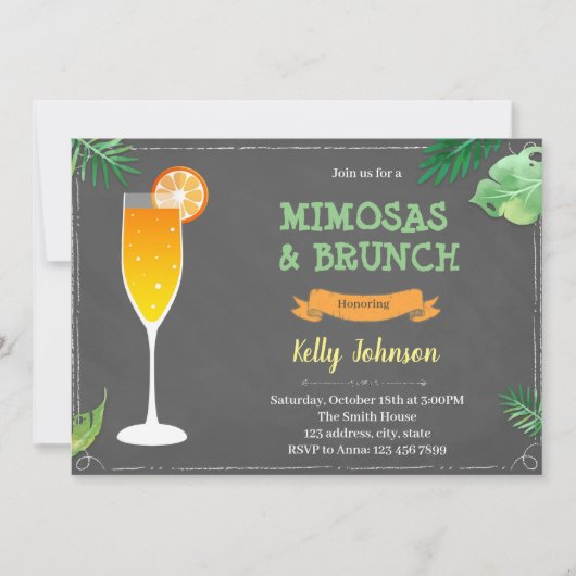 Invitation à une fête prénatale avec mimosas et br (Devant)