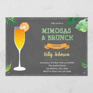 Invitation à une fête prénatale avec mimosas et br